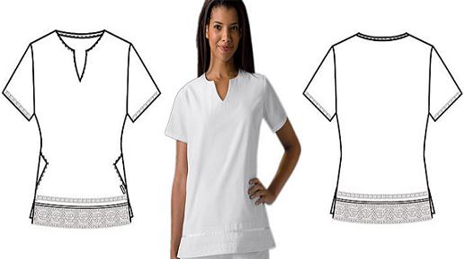 Cherokee white scrub top with lace